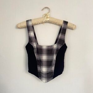 Black & white plaid corset top.